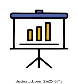 Presentation board vector, Bar chart filled style icon editable outline