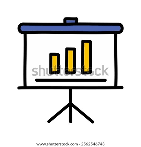 Presentation board vector, Bar chart filled style icon editable outline