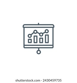 Presentation board , vector line icon on white background , EPS 10