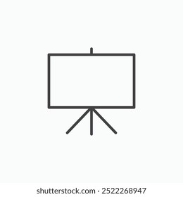 Präsentationsplatte in der Farbe Schwarz dünne Linie. Flache einfache Vektorsymbol-Illustration.