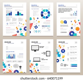 Presentation booklet - vector template a4 pages with abstract background. Make your presentation count. Infographics, charts. Modern outlook with different shapes. Copy space for your information.