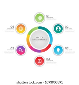 Presentation business 3d infographics vector design template. Can be used for steps, concept with 6 options, parts or processes, workflow, graph, diagram, chart, marketing icons, info graphics.