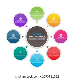 Presentation business 3d infographics vector design template. Can be used for steps, concept with 8 options, parts or processes, workflow, graph, diagram, chart, marketing icons, info graphics.