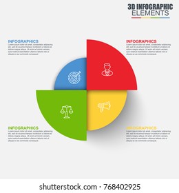 Presentation business 3d infographics vector design template. Can be used for steps, concept with 4 options, parts or processes, workflow, graph, diagram, chart, marketing icons, info graphics.