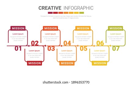 Presentation business with 7steps for week, Timeline business Can be used for workflow layout, diagram, business step options, banner, web design. Vector eps 10.
