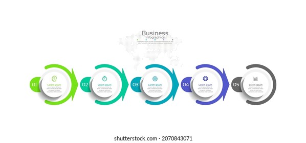 Presentation business abstract background infographic template circle with 5 step
