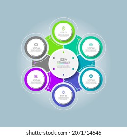 Presentación del círculo de la plantilla de información de fondo abstracto de negocios con 6 pasos