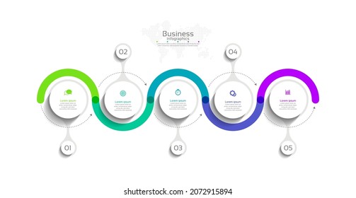 Presentation business abstract background infographic template circle with 5 step