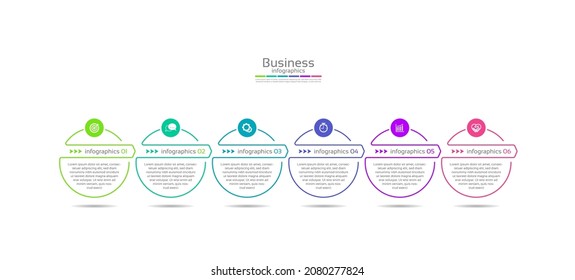 Presentation business abstract background infographic template circle colorful with 6 step