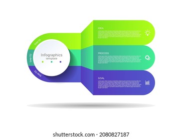 Plantilla de información de fondo abstracto de negocios de presentación con 3 pasos