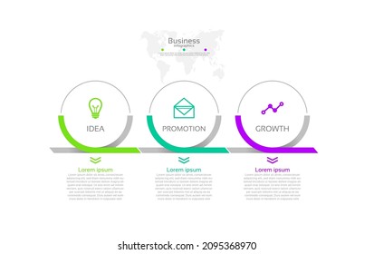 Abstrakter Hintergrund-Infografik-Vorlagenkreis mit 3 Schritten