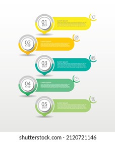 Presentación negocios abstracto fondo de la plantilla infográfica de color con 5 pasos
