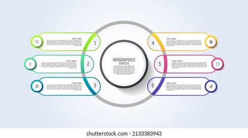 Presentation business abstract background infographic template circle colorful with 6 step