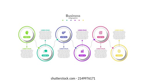 Presentation business abstract background infographic template circle colorful with 6 step