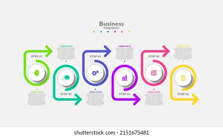 Presentación negocio resumen fondo infografía plantilla de fondo colorido con 6 pasos