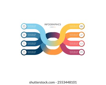 Presentation business abstract background infographic template circle colorful with 8 step.