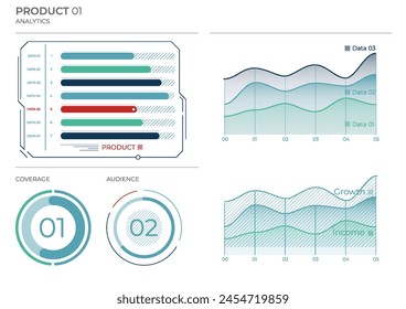Presentation business analysis charts in color. Finance Charts.
