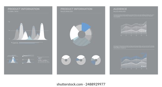 Presentation business analysis charts in color. Finance Charts.