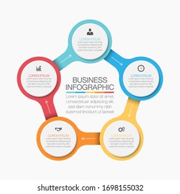Presentación Plantilla infográfica de círculo empresarial con 5 opciones.