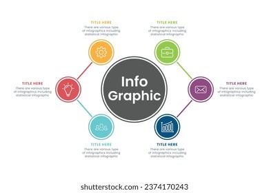 Presentación Plantilla Infográfica de Círculo Empresarial Con Ilustración De Vector De Seis Elementos Paso