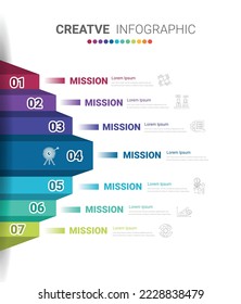 Presentation business concept with 7 steps, Can be used for workflow layout, diagram, business step options, banner, web design. Vector eps 10.