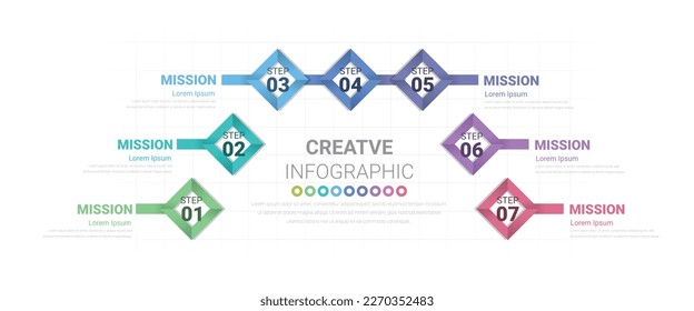 Presentation business concept with 7 steps, Can be used for workflow layout, diagram, business step options, banner, web design. Vector eps 10.