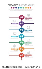 Presentation business concept with 7 steps, Timeline business for 7 day for week, Can be used for workflow layout, diagram, business step options, banner, web design. Vector eps 10.