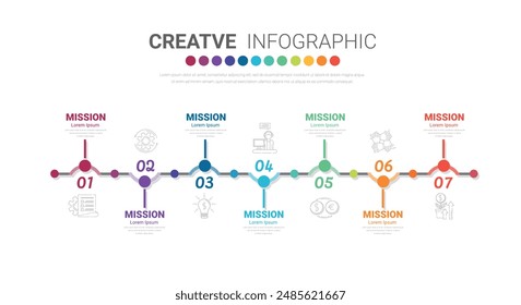 Presentation business concept with 7 steps, Timeline business for 7 day for week, Can be used for workflow layout, diagram, business step options, banner, web design. Vector eps.