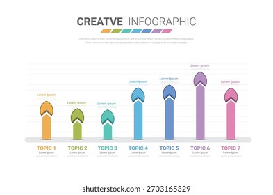 Präsentation Business-Konzept mit 7 Schritten, Zeitleiste Geschäft für 7 Tage für Woche, Kann für Workflow-Layout verwendet werden, Diagramm, Business-Schritt-Optionen, Banner, Web-Design. Vektor eps 10.