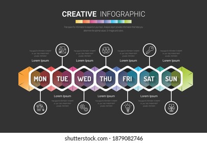 Presentation business concept with 7day for week, Can be used for workflow layout, diagram, business step options, banner, web design. Vector eps 10.