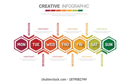 Presentation business concept with 7day for week, Can be used for workflow layout, diagram, business step options, banner, web design. Vector eps 10.