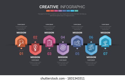 Presentation business concept with 7steps for week, Timeline business for 7 day, Can be used for workflow layout, diagram, business step options, banner, web design. Vector eps 10.