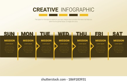 Presentation business concept with 7steps for week, Timeline business for 7 day, Can be used for workflow layout, diagram, business step options, banner, web design. Vector eps 10.
