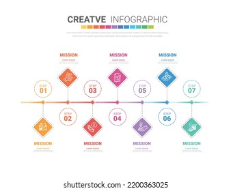 Presentation business concept with 7steps for week, Can be used for workflow layout, diagram, business step options, banner, web design. Vector eps 10.