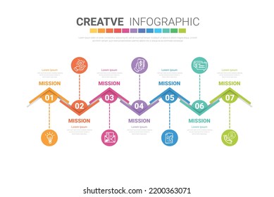 Concepto de negocio de presentación con 7 pasos por semana, Puede utilizarse para diseño de flujo de trabajo, diagrama, opciones de paso de negocio, banner, diseño web. Vector eps 10.