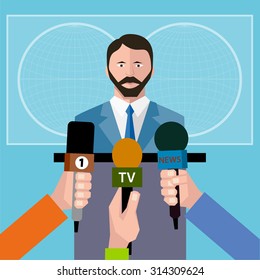 presentation. business conference. business people.speaker at a microphone