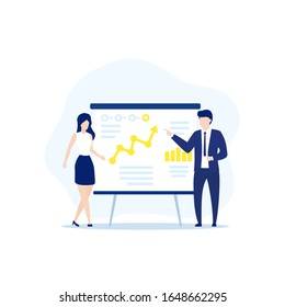 Presentation with business data and people