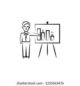 presentation, business hand drawn icon. Outline symbol design from business set