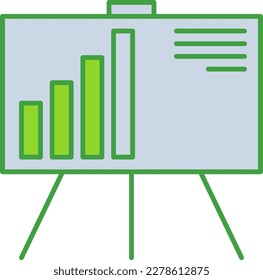 Presentation business icon collection with green outline style. symbol, set, web, line, technology, internet, design. Vector Illustration
