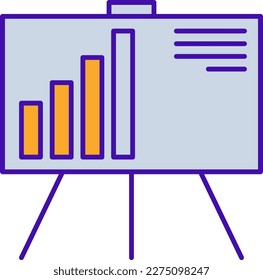 Presentation business icon collection with purple orange outline style. symbol, set, web, line, technology, internet, design. Vector Illustration