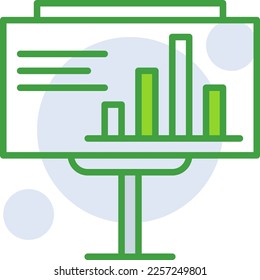 Presentation business icon with green duotone style. Corporate, currency, database, development, discover, document, e commerce. Vector illustration