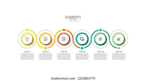 Presentation business infographic circle elements 6 step