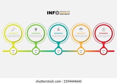 plantilla de diseño de círculo infográfico vectorial, con iconos y 5 opción o paso.
