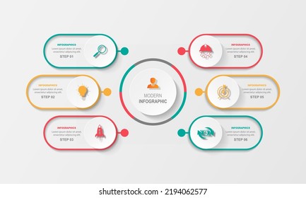 presentation business infographic circles template with 6 option or step.