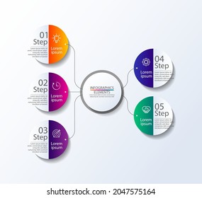 Presentation business infographic colorful elements with 5 step
