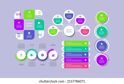 Presentation business infographic colorful elements  flat collection