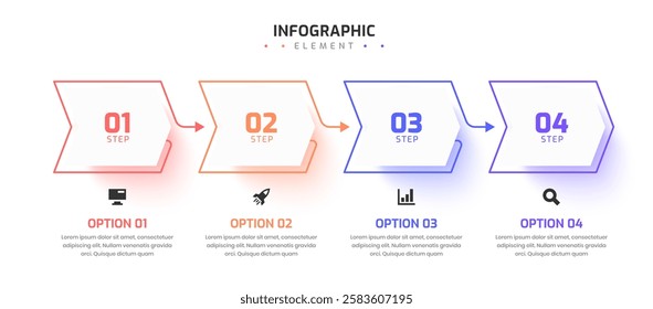 Presentation Business Infographic Design Elegant Professional Template with 4 Option Icons