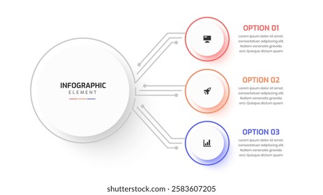 Presentation Business Infographic Design Elegant Professional Template with 3 Option Icons