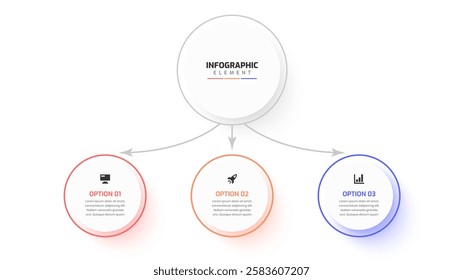 Presentation Business Infographic Design Elegant Professional Template with 3 Option Icons