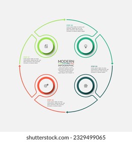 Plantilla de diseño de infografía de negocios de presentación con 4 pasos